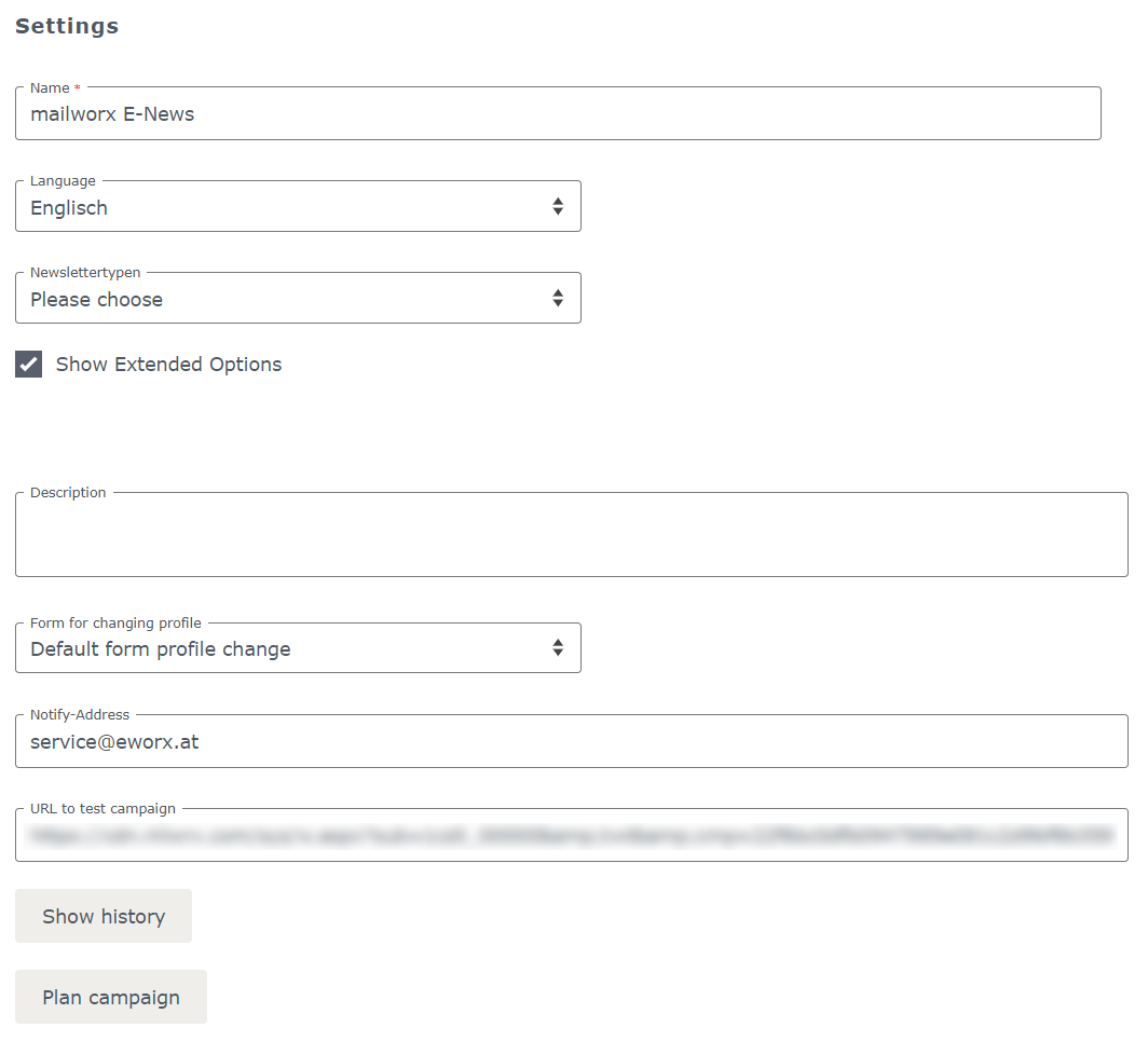 Extended options Extended options
