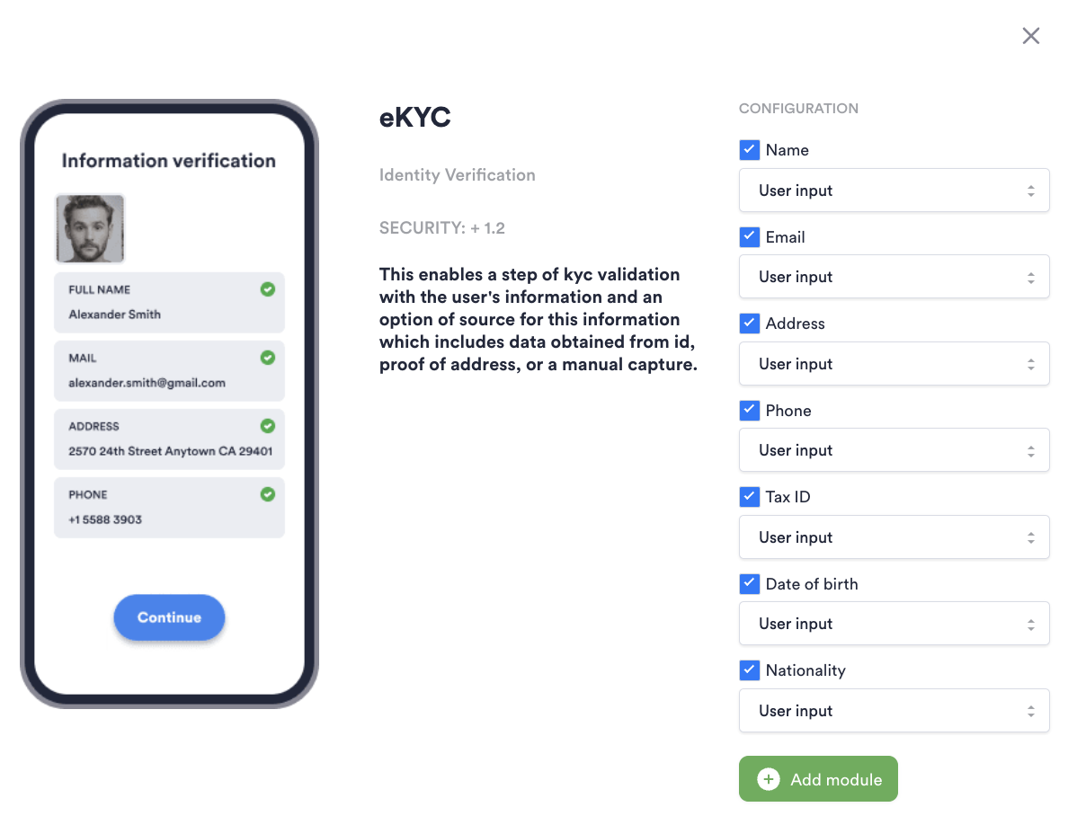 eKYB module configuration