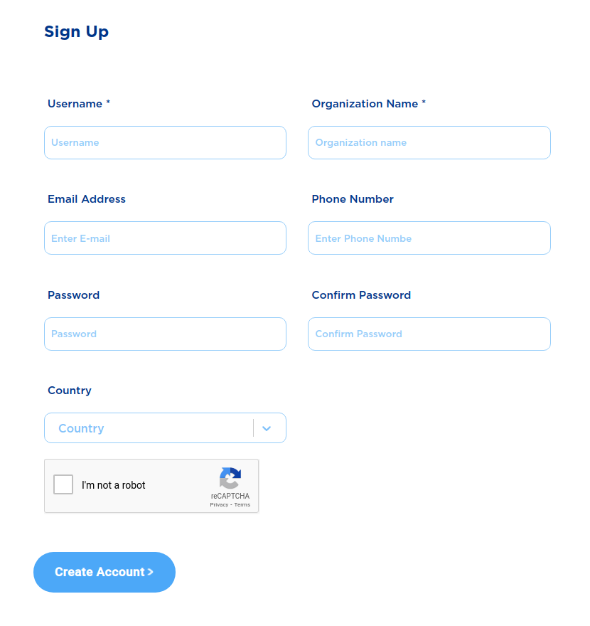 Accept portal - sign up form