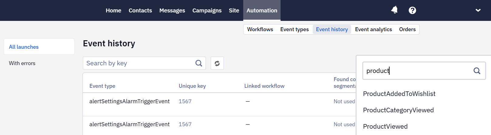 Event history