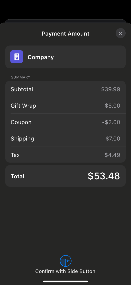 Passkit Apple Pay Payment Sheet