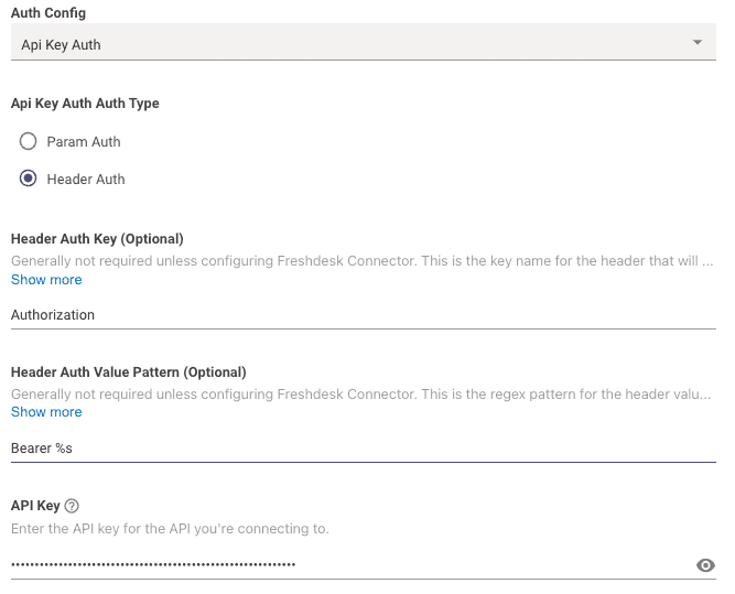 API Key Header Config