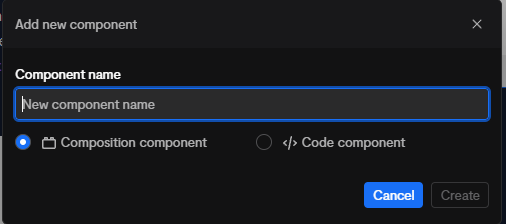 Add new component modal
