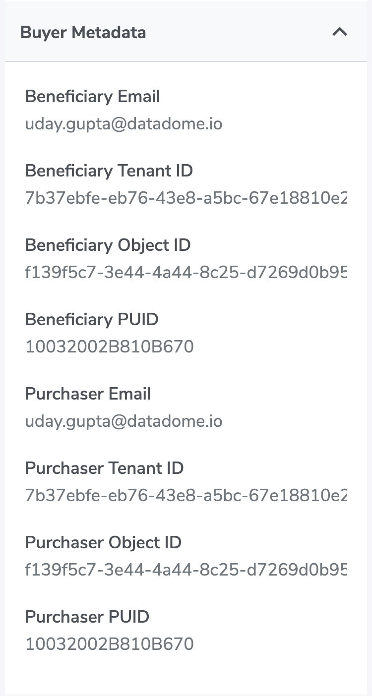 Sample buyer metadata