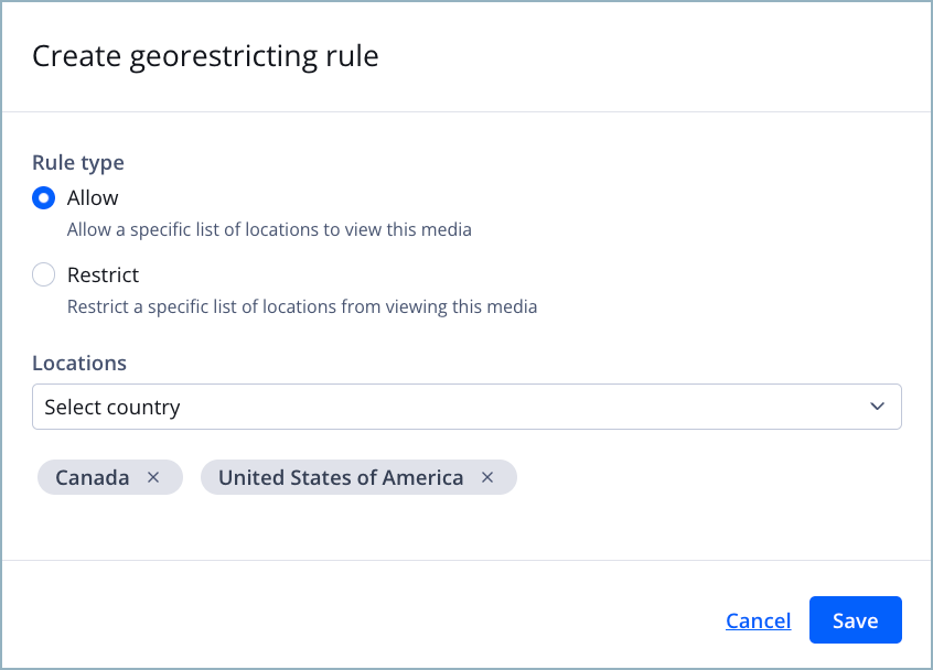 Create georestricting rule panel