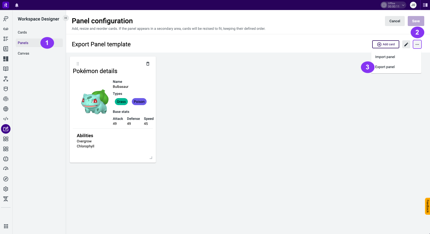 Figure 6 - Export a panel