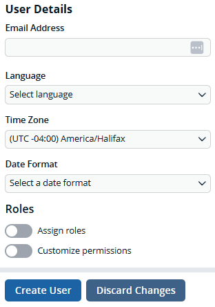 User configuration settings