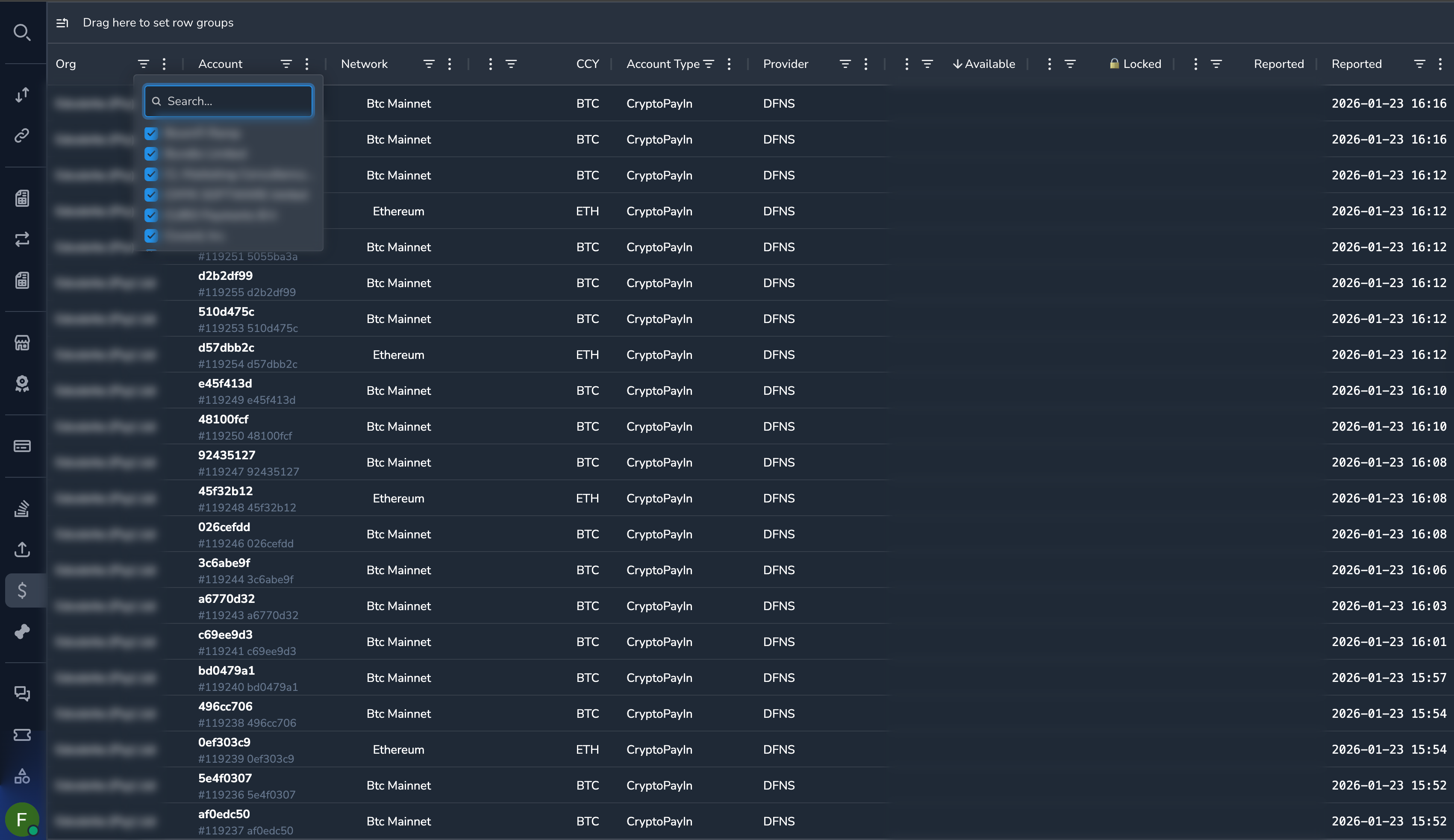 Organization filter