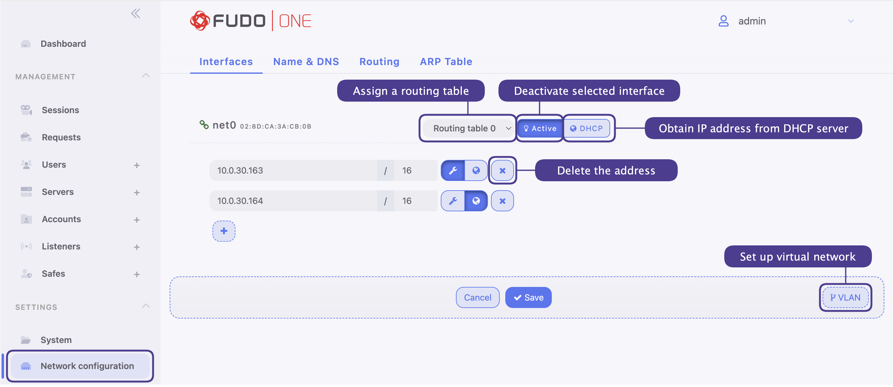 Interface settings