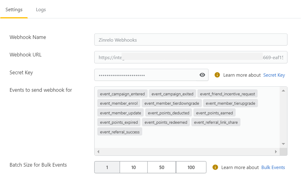 Zinrelo Webhook