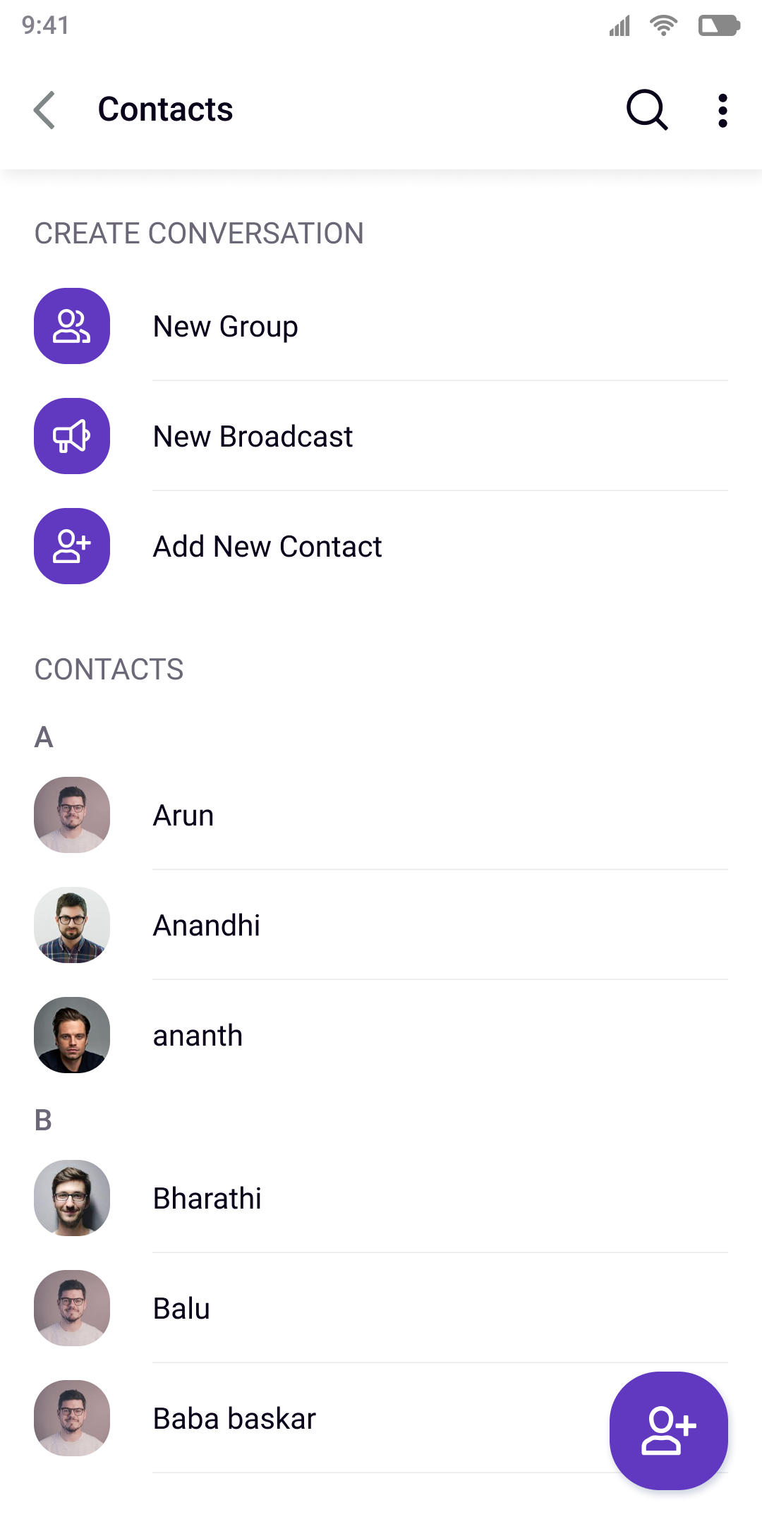Contact.png Contacts Screen in UI