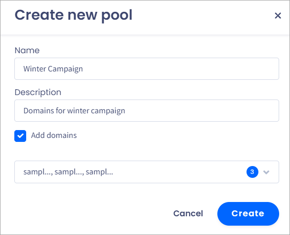 Screenshot of the **Create New Pool** dialog