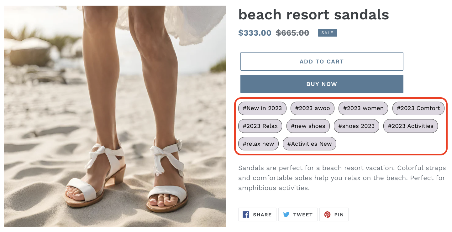 Related Tag on product page (rendered)