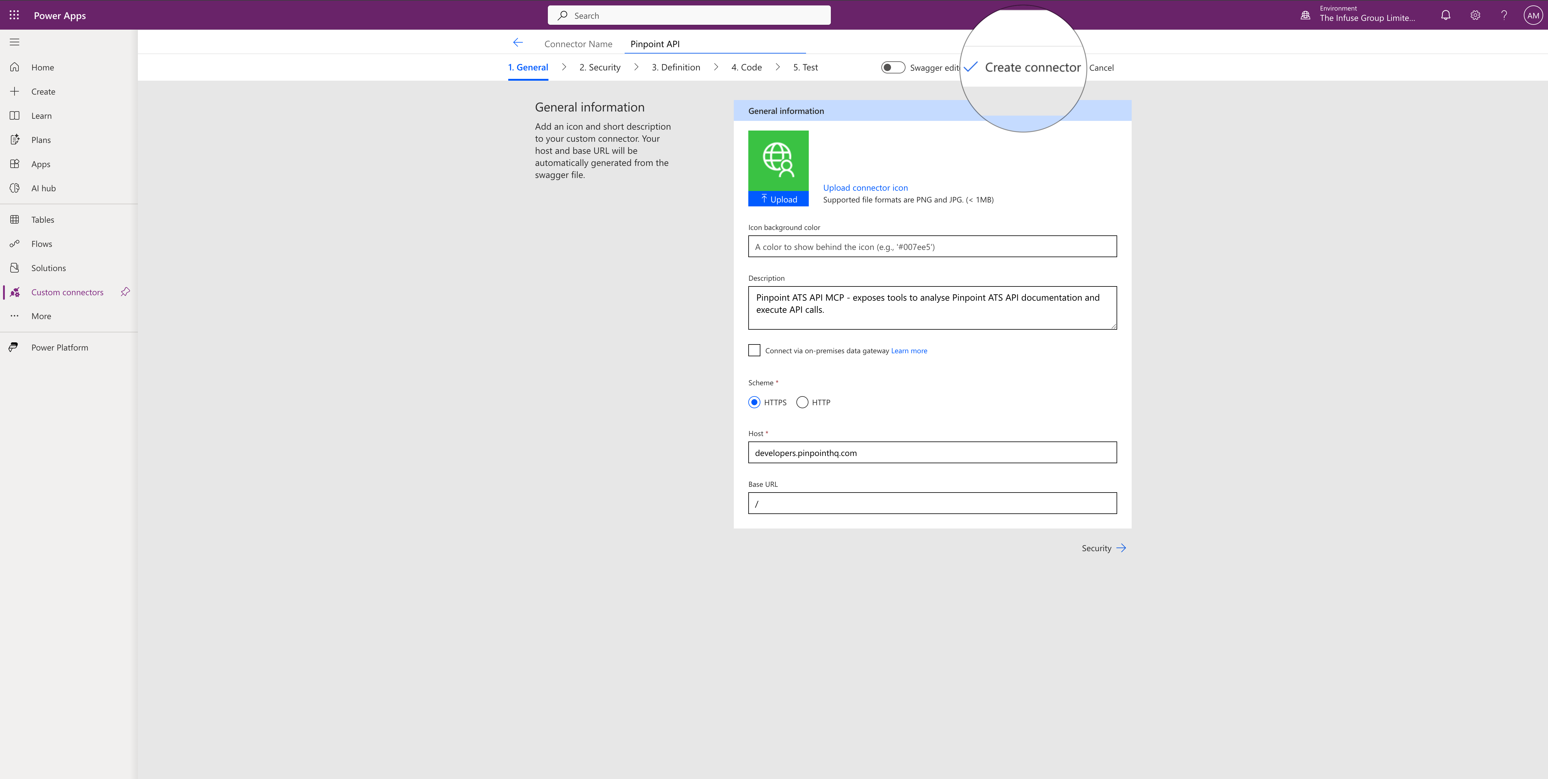Step 5 – General information tab with pre-filled details