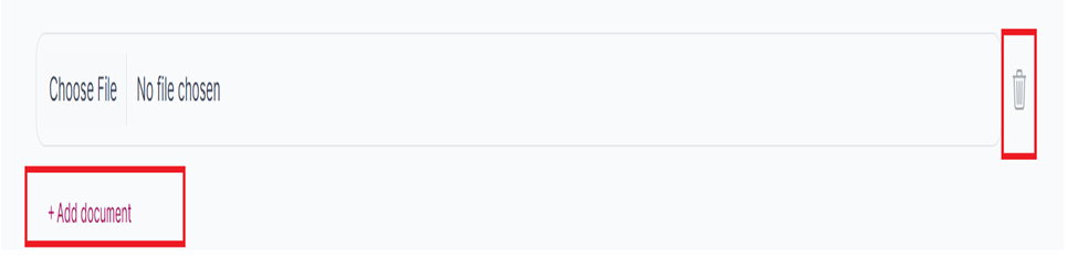 Figure 93: The "Add document" and the "Delete' button.