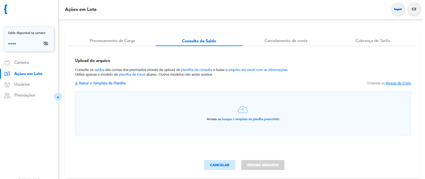 Upload de planilha