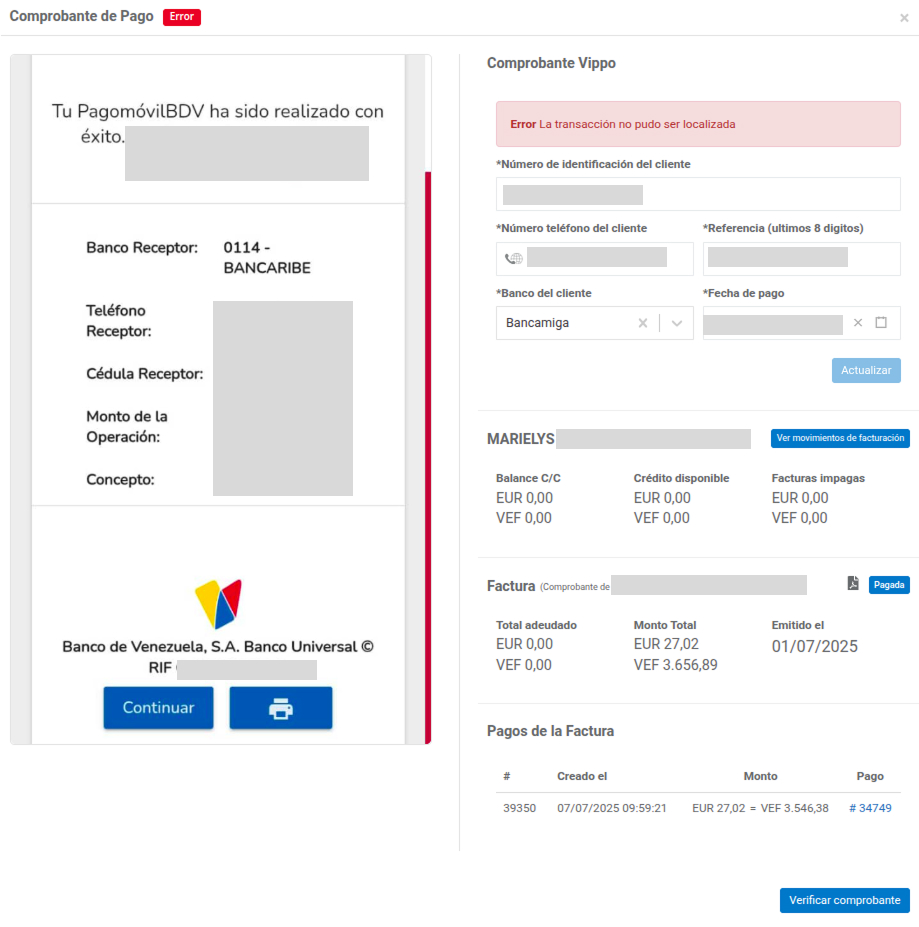 Previsualizar comprobante de pago ViPPO en Wispro