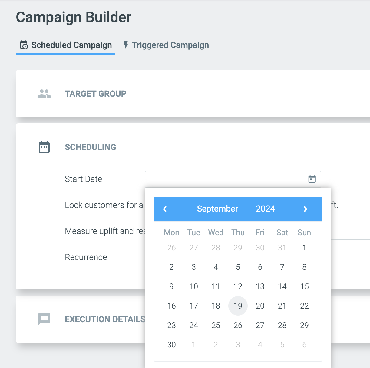 Scheduling in Campaign Builder