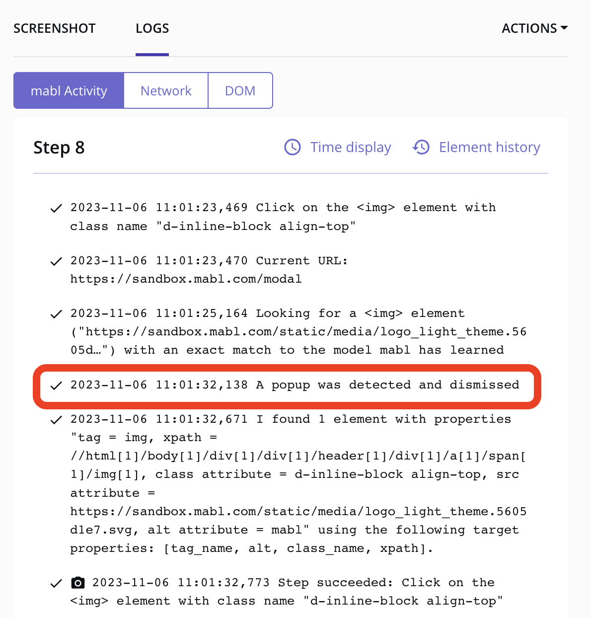 Automatic popup dismissal in action