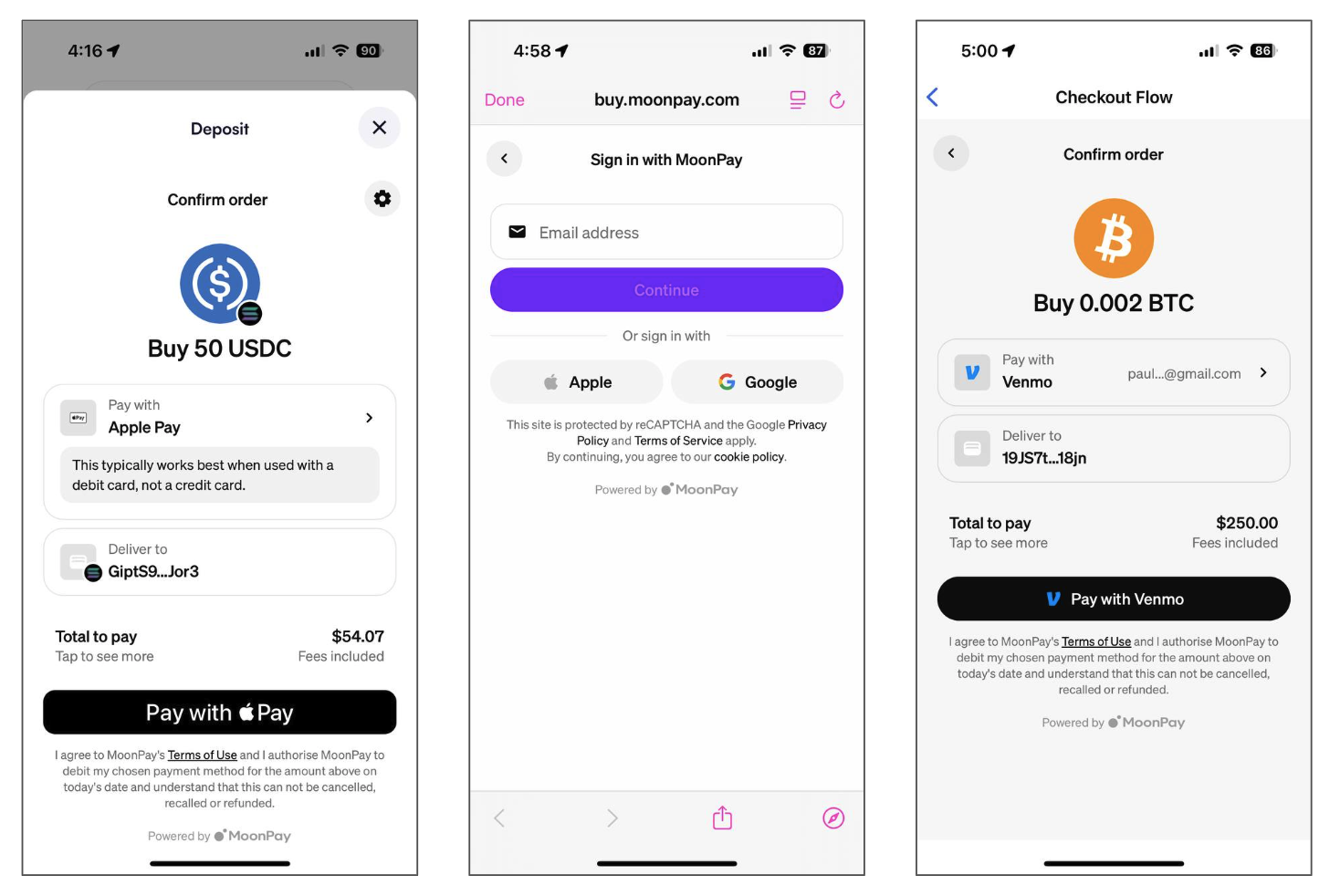Apple Pay Apple + Google SSO Google Pay