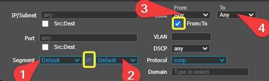 Using from/to Firewall zone.