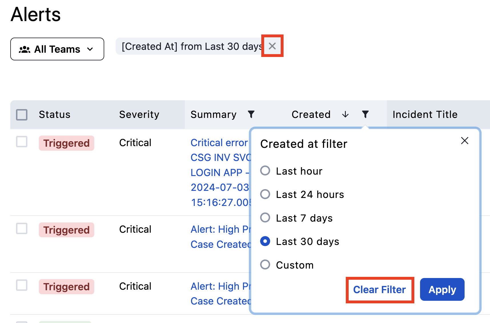 An image depicting the UI elements that remove active filters