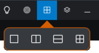 The OpenFin toolbar with the **Change Layout** sub-toolbar displayed, with the outline of the sub-toolbar colored vermillion