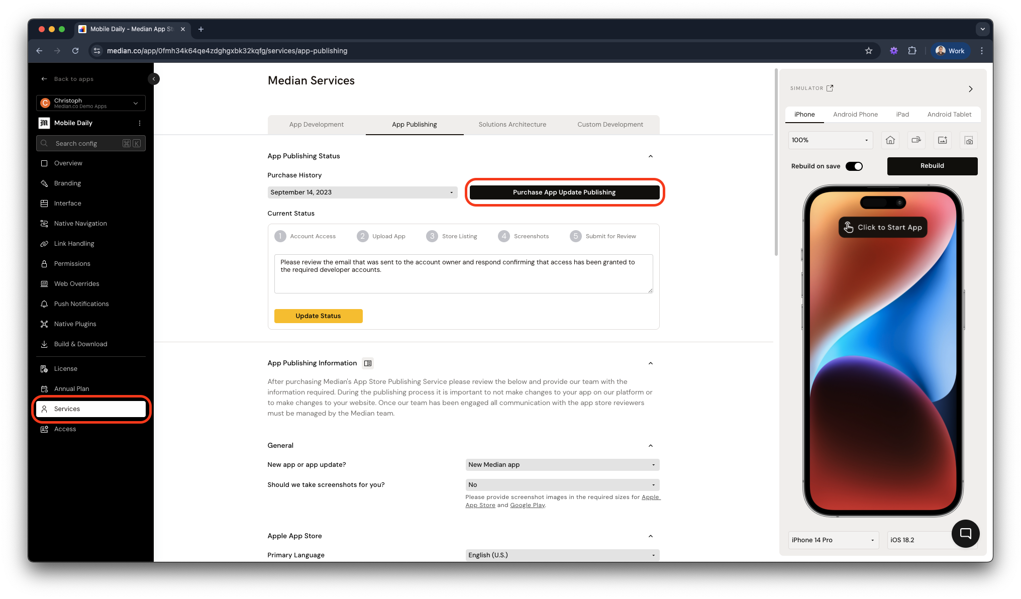 Median App Studio - App Publishing