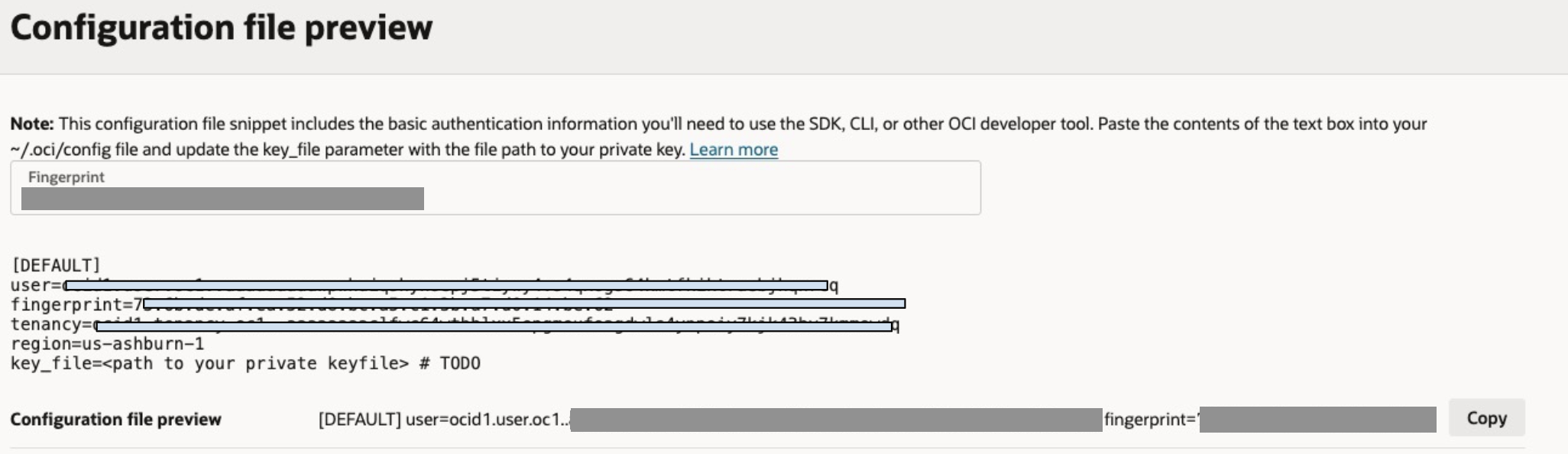 Configuration file preview
