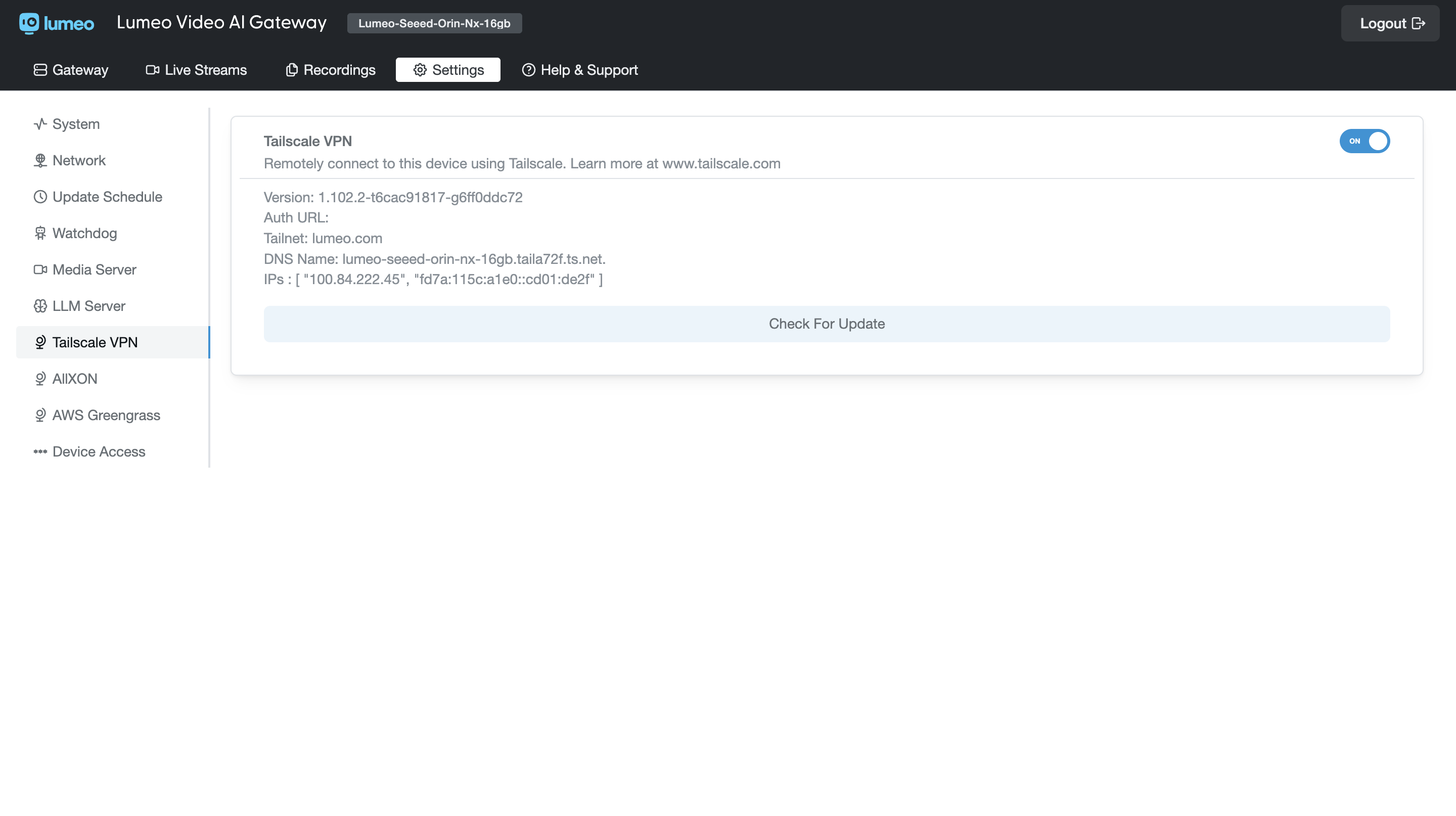 Connect to your Tailscale network for remote access