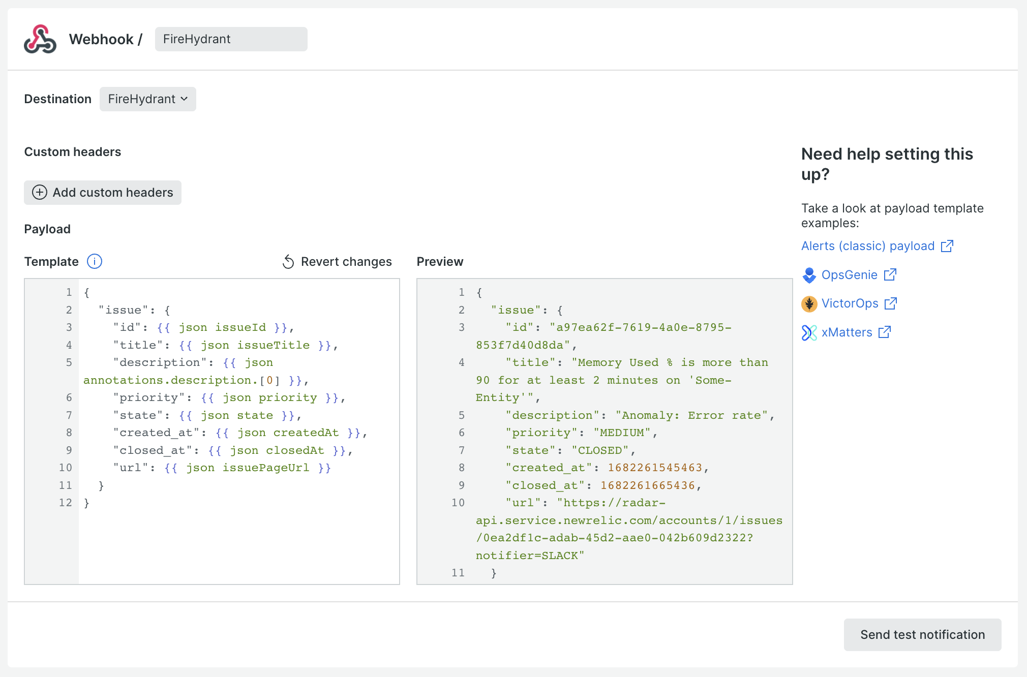 New Relic channel form