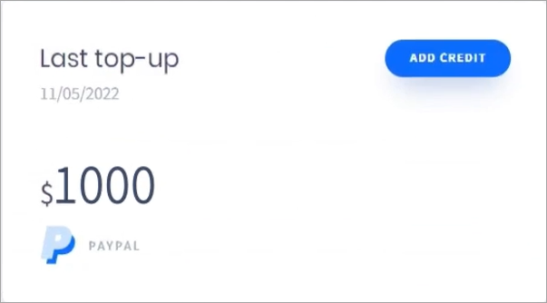 Screenshot of the details of the last top-up