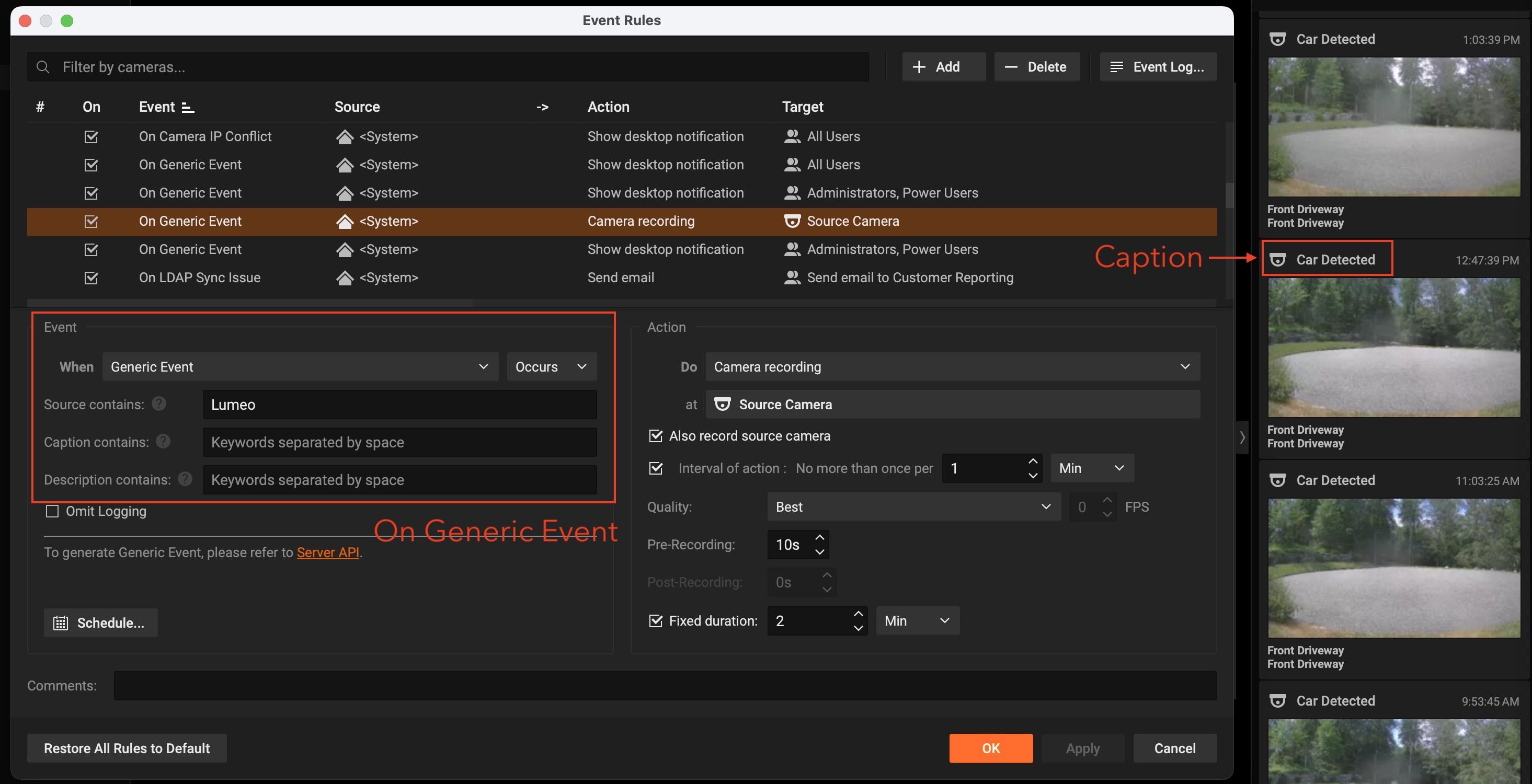 Create "On Generic Event" rules in WAVE.