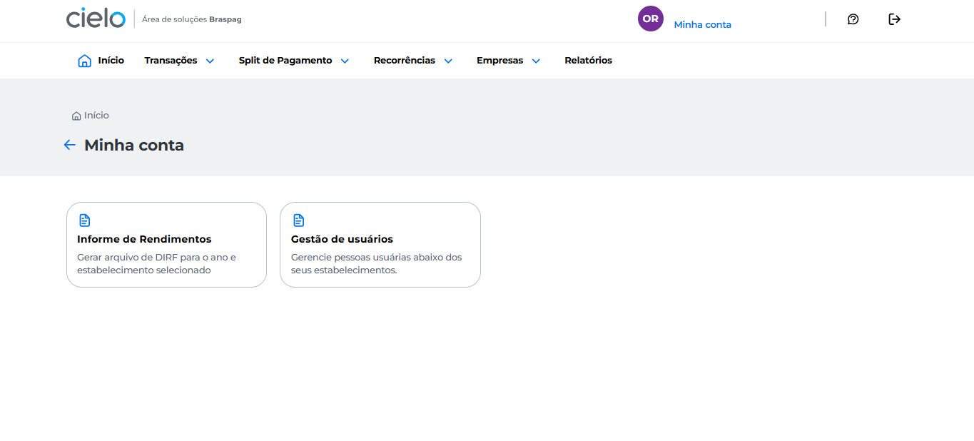 Tela de navegação destacando a opção “Informe de Rendimentos” a ser selecionada pelo usuário