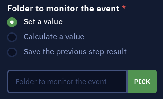 Folder to monitor the event parameter