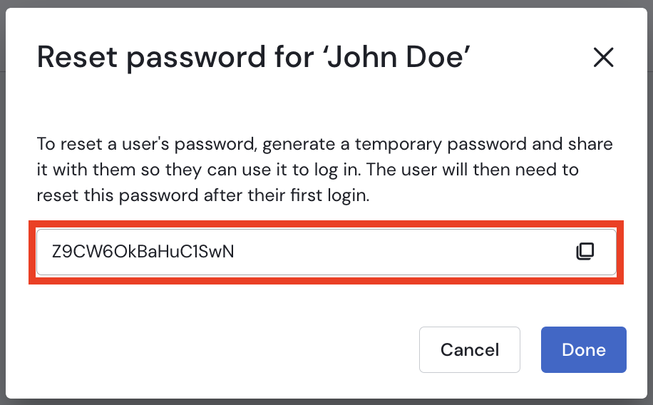 Generated Temporary Password