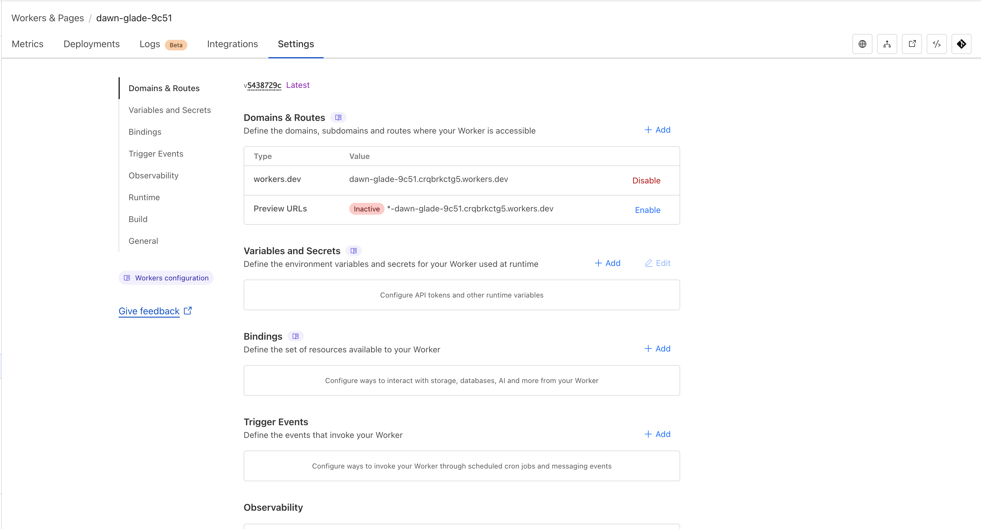 Settings Page