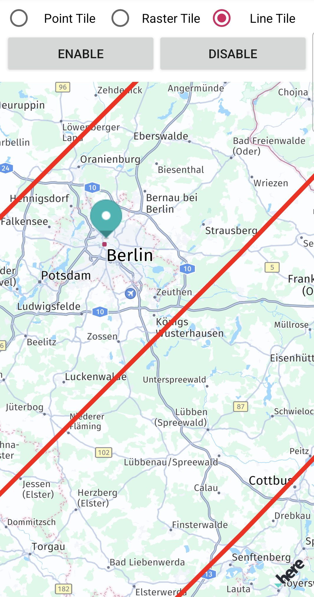 Screenshot: Showing line tile source.