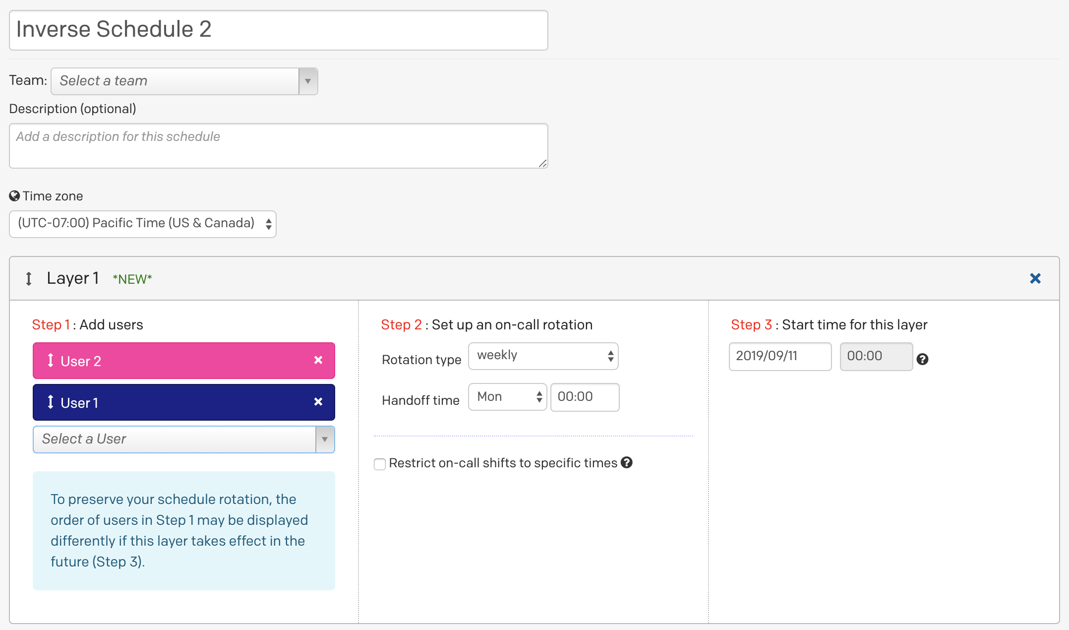 Example 6, schedule 2