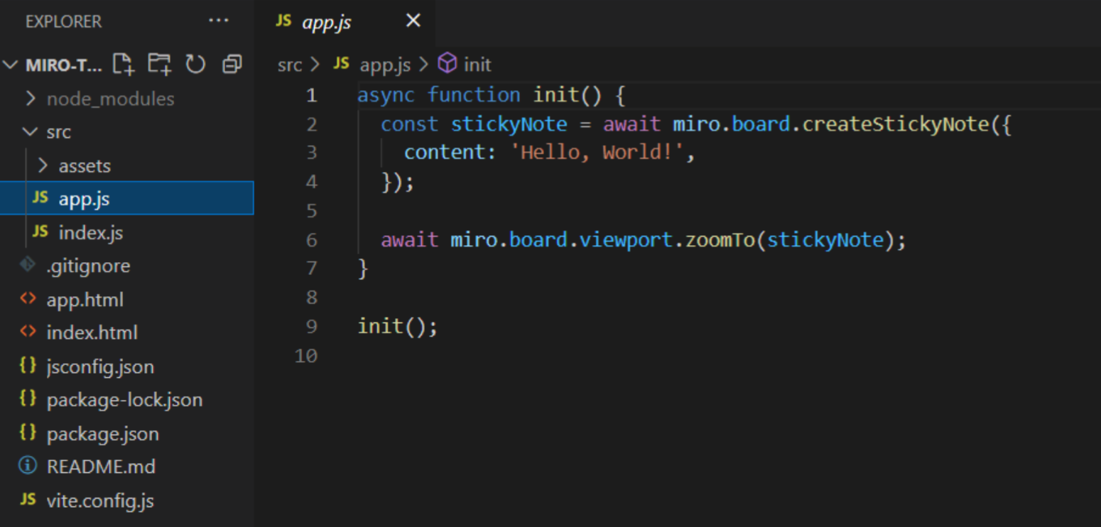 Figure 3. IDE showing the code with the app logic.