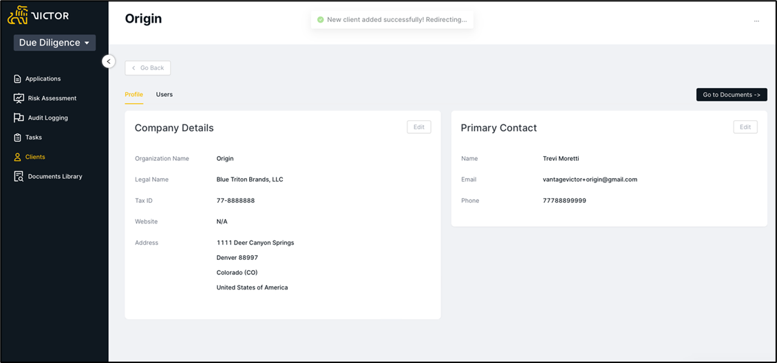 Figure 6. Client Profile