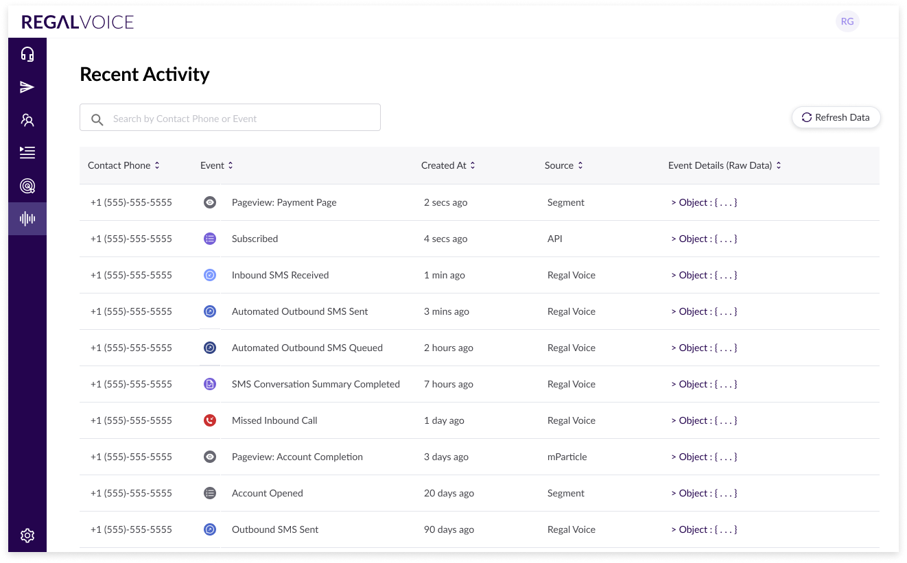 How To View Recent Activity Regal Voice