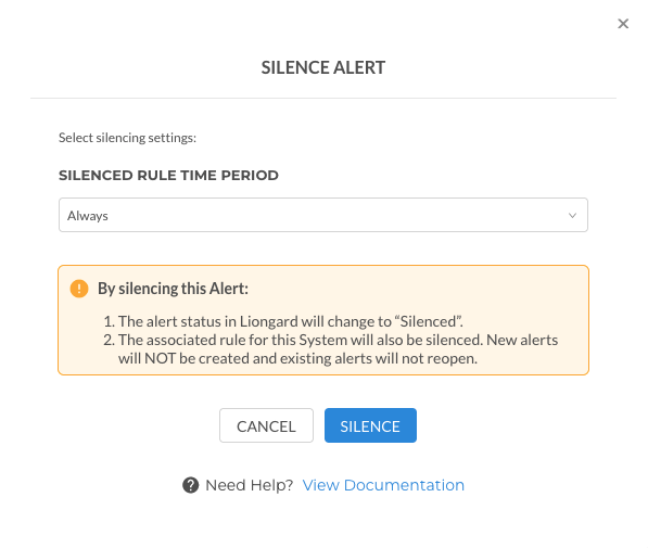 Silencing a triggered Actionable Alert.