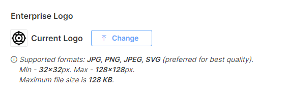 You can view and change your platform's Enterprise Logo (as an Enterprise Admin).