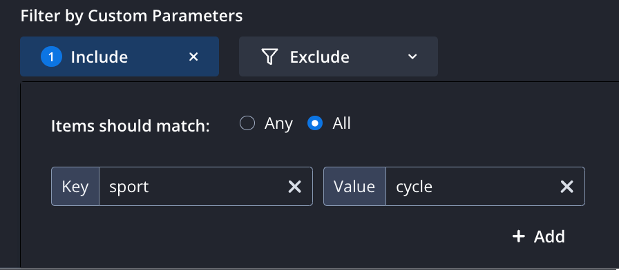 Filter by Custom Parameters section