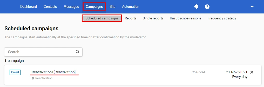 Scheduled campaigns