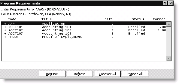 From Certification, select Register a student > By program, find a registrant, select a program, and click Details