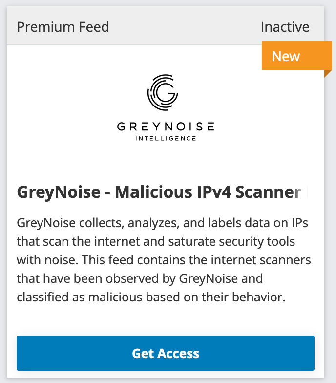 GreyNoise Premium Feed card in App Store