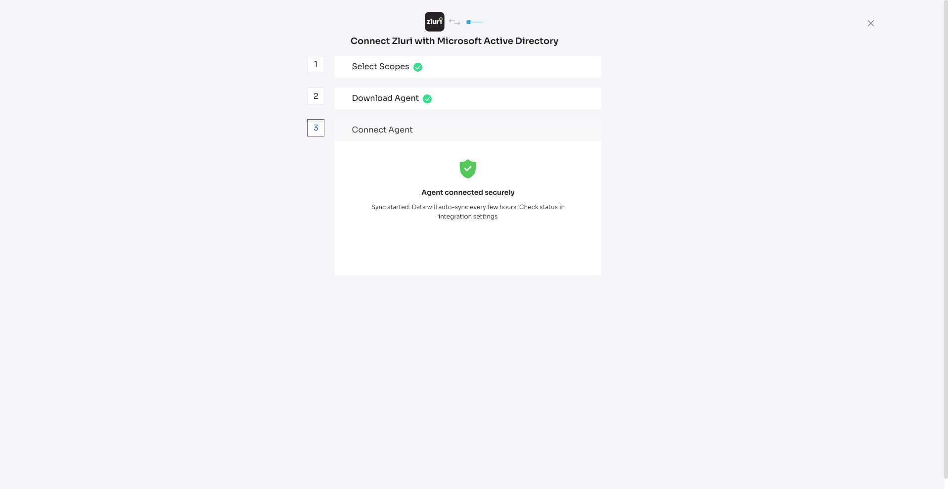 Agent Connected — Zluri UI