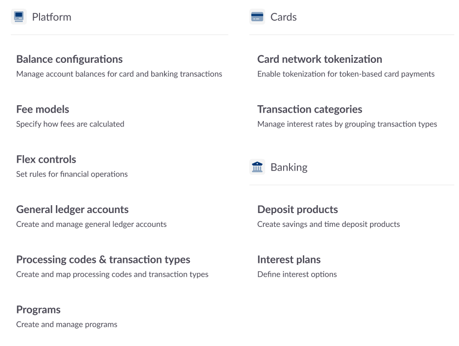 Configurations menu 